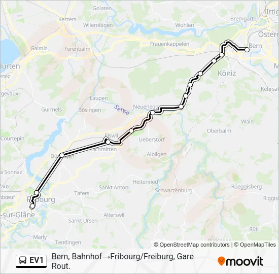 EV1 Bus Line Map