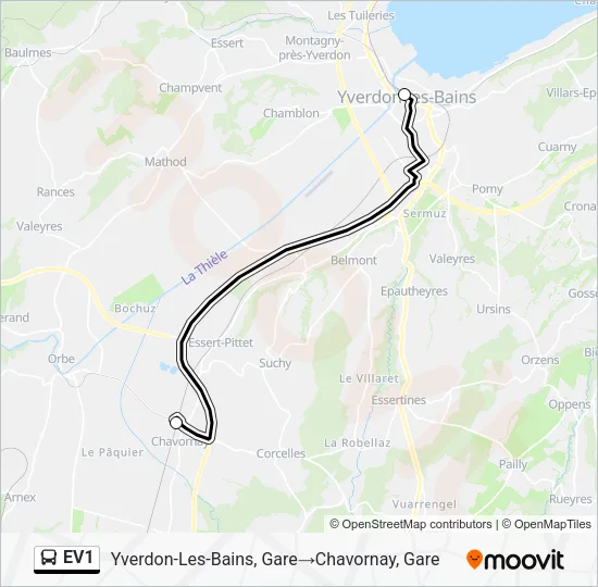 EV1 Bus Line Map