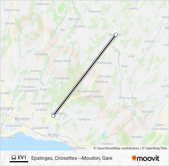 EV1 Bus Line Map