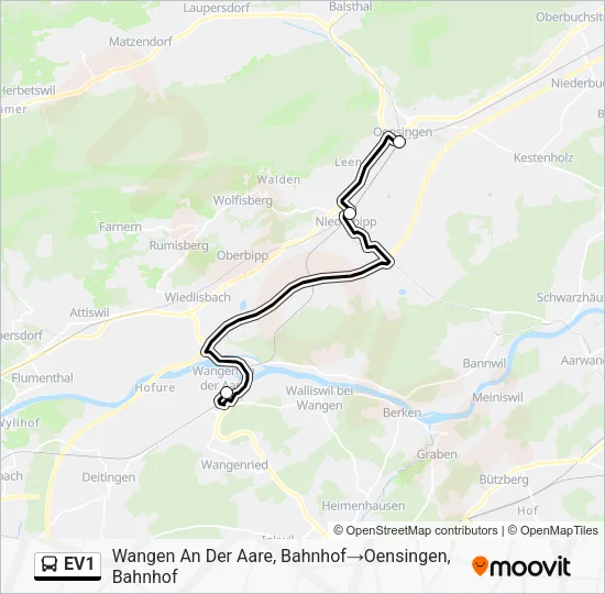 EV1 Bus Line Map