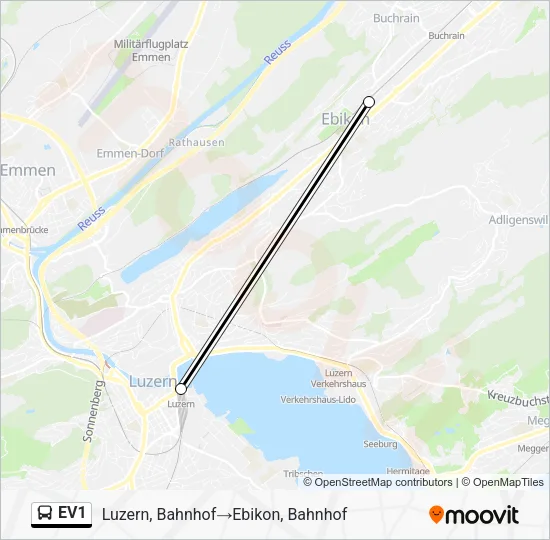 EV1 Bus Line Map