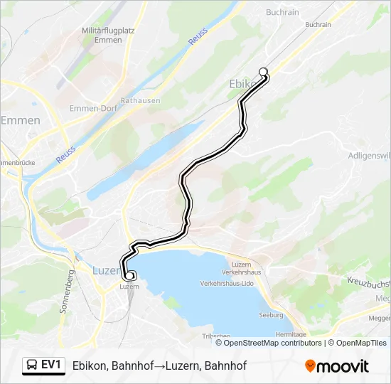 EV1 Bus Line Map