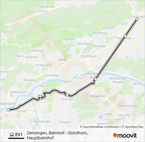 EV1 Bus Line Map