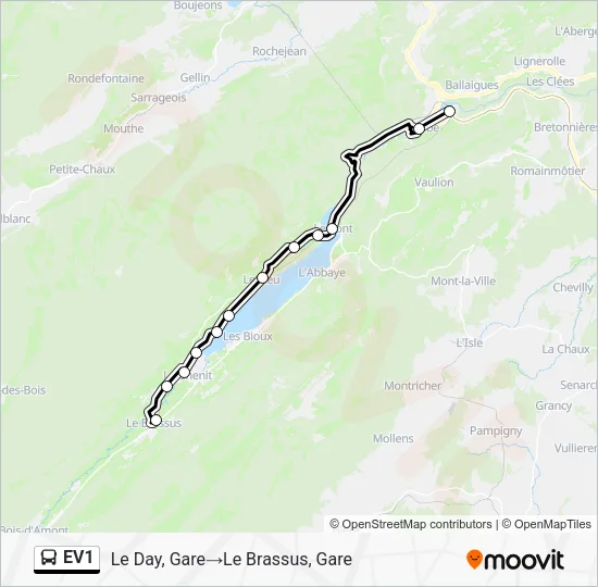 EV1 Bus Line Map