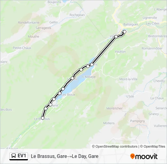 EV1 Bus Line Map