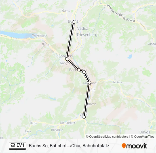 EV1 Bus Line Map