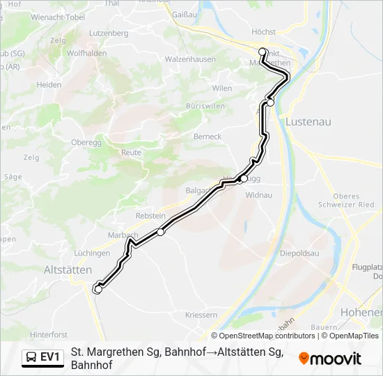 EV1 Bus Line Map