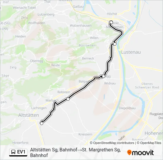 EV1 Bus Line Map