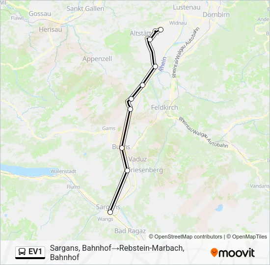 EV1 Bus Line Map
