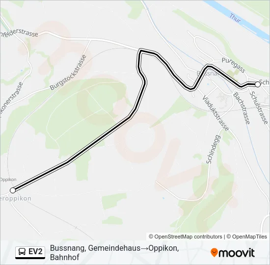 Plan de la ligne EV2 de bus