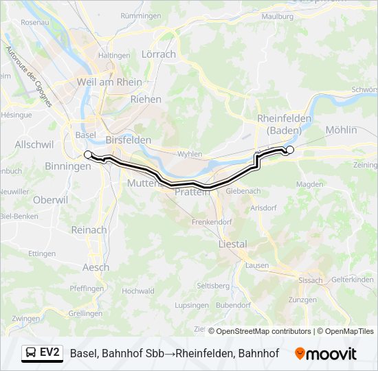 EV2 Bus Line Map