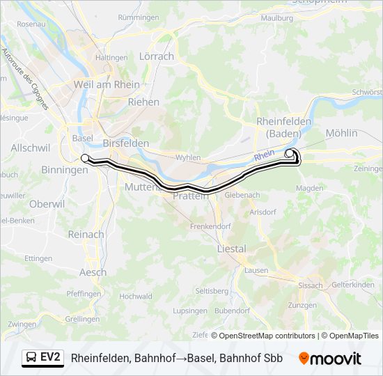 EV2 Bus Line Map