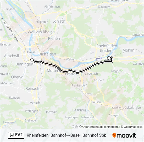 EV2 Bus Line Map