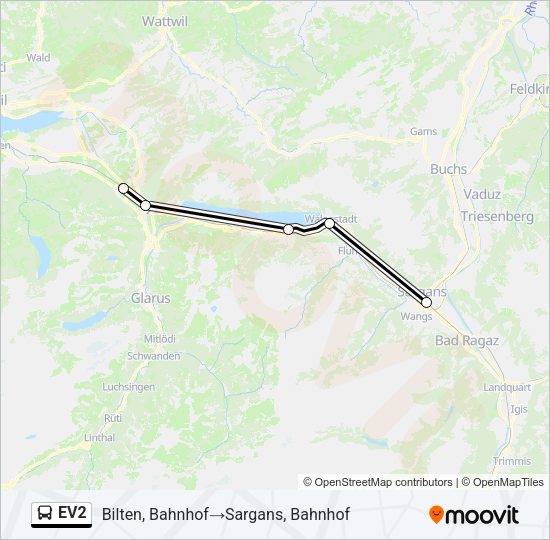 EV2 Bus Line Map