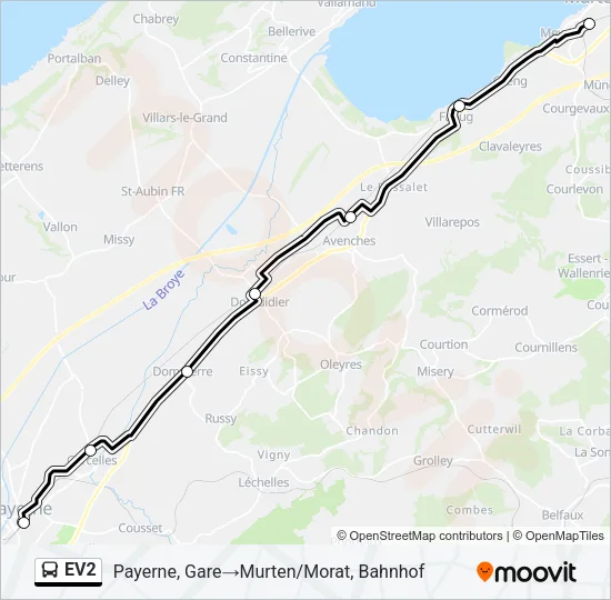 EV2 Bus Line Map