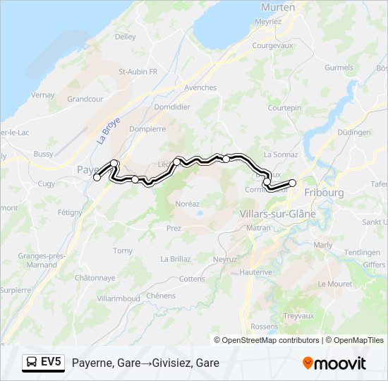 EV5 Bus Line Map