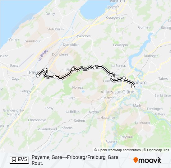EV5 Bus Line Map