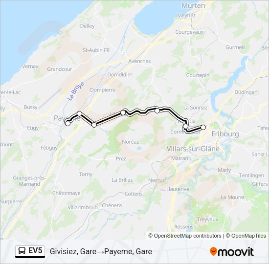 EV5 Bus Line Map