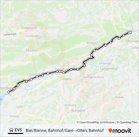 EV5 Bus Line Map