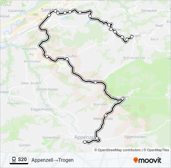 Plan de la ligne S20 de train
