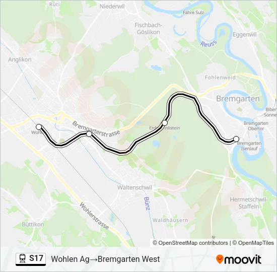 Plan de la ligne S17 de train
