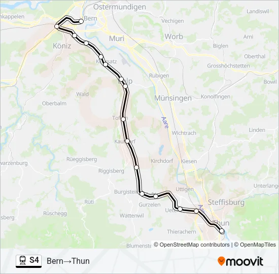 Plan de la ligne S4 de train