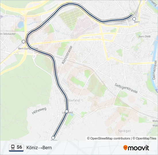 Plan de la ligne S6 de train