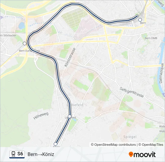 Plan de la ligne S6 de train