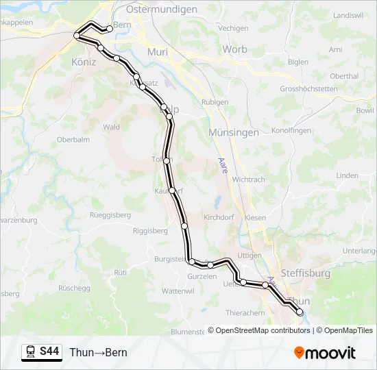 Plan de la ligne S44 de train