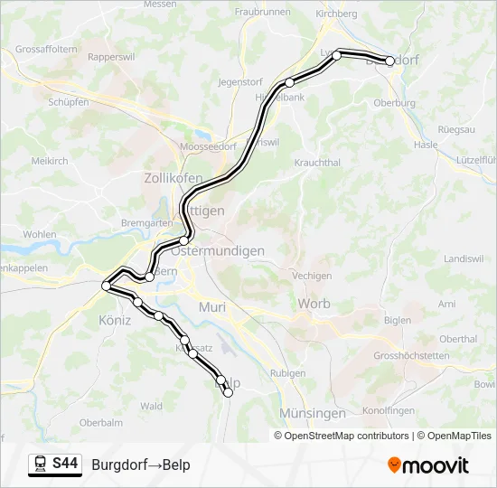 S44 Train Line Map