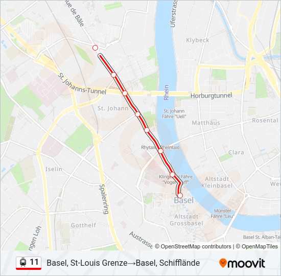 Straßenbahnlinie 11 Karte
