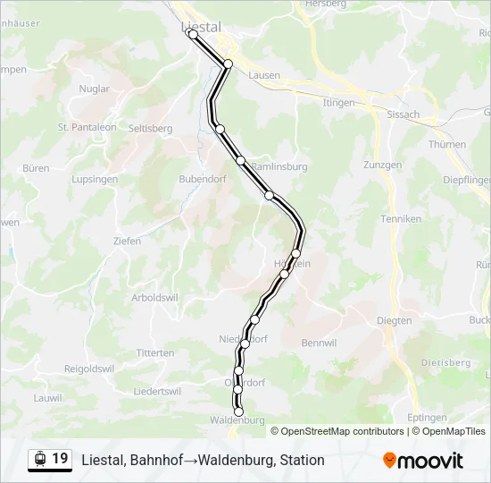 Plan de la ligne 19 de tram