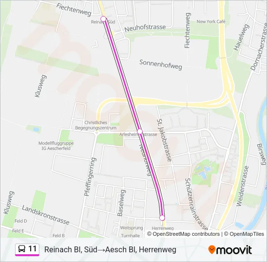 Plan de la ligne 11 de bus