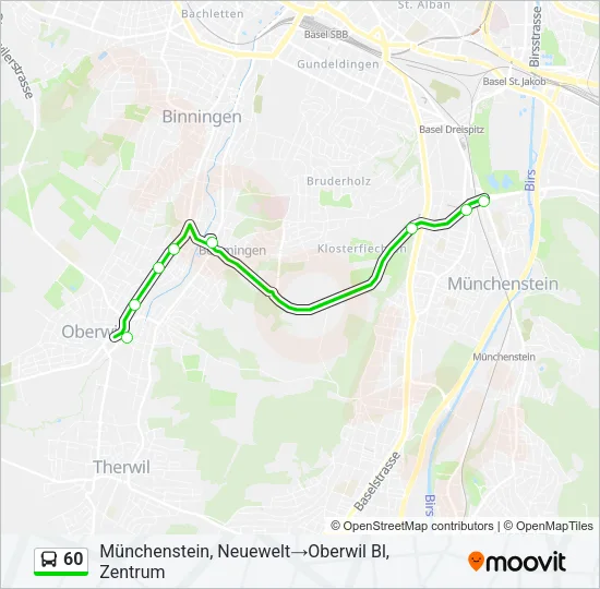 Plan de la ligne 60 de bus