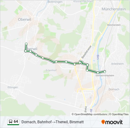 Plan de la ligne 64 de bus