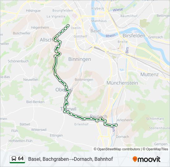 Plan de la ligne 64 de bus