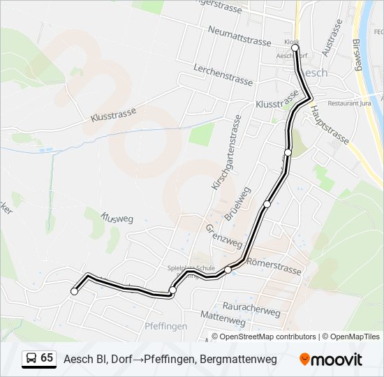 65 bus Line Map