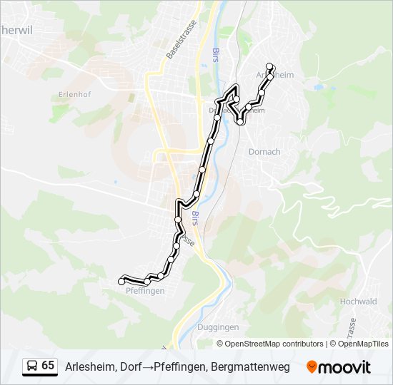 65 bus Line Map