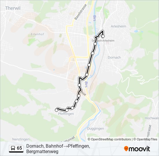 65 bus Line Map