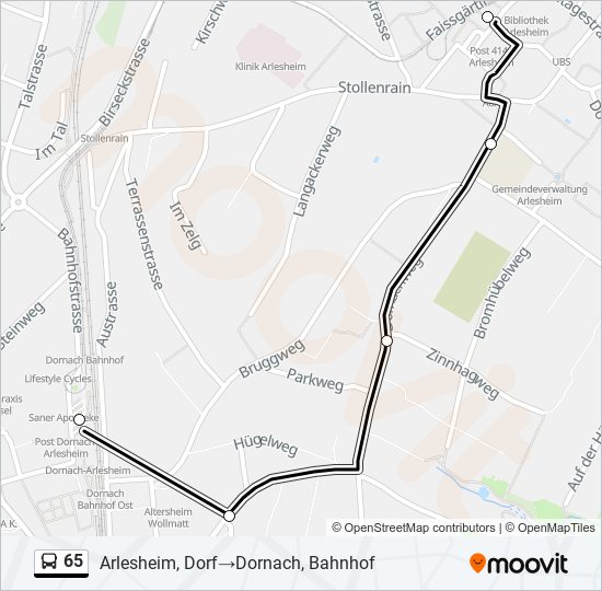 65 bus Line Map