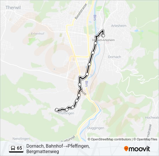 65 Bus Line Map