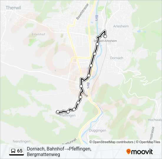 65 Bus Line Map