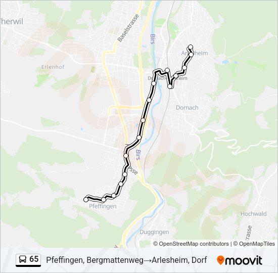 65 Bus Line Map