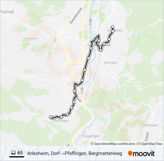 65 Bus Line Map