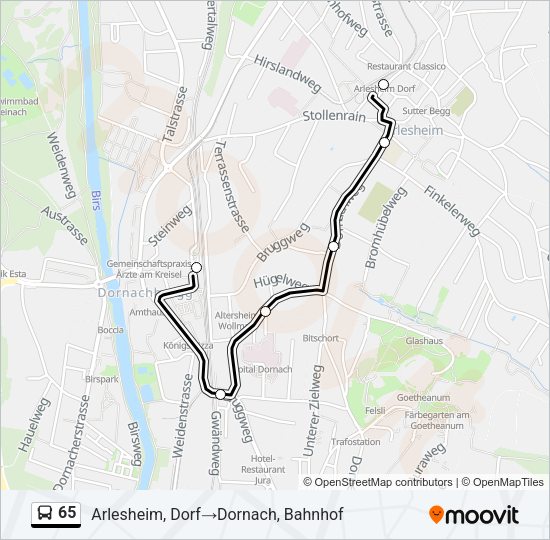 65 Bus Line Map
