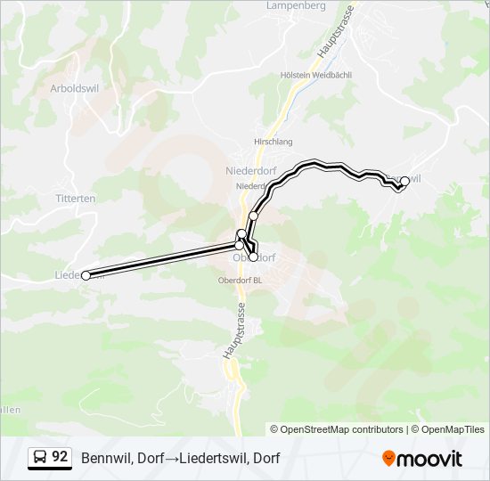 92 bus Line Map