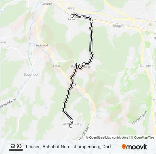 93 Bus Line Map