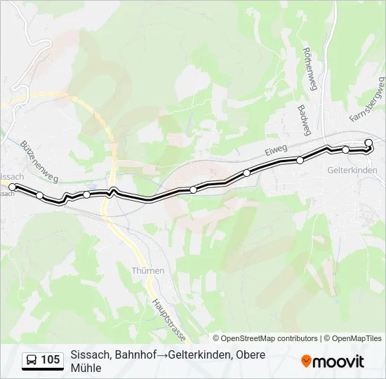 105 Bus Line Map