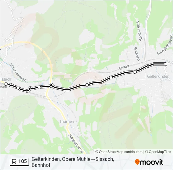 105 Bus Line Map