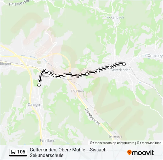 105 Bus Line Map